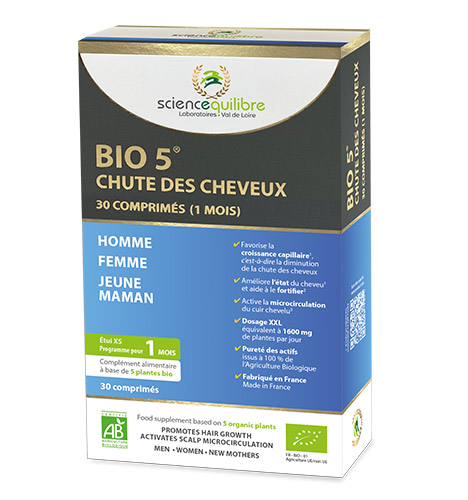 BIO 5 chute des cheveux (étuis XS et XL) - Comprimés sous blister (1 et 3 mois)